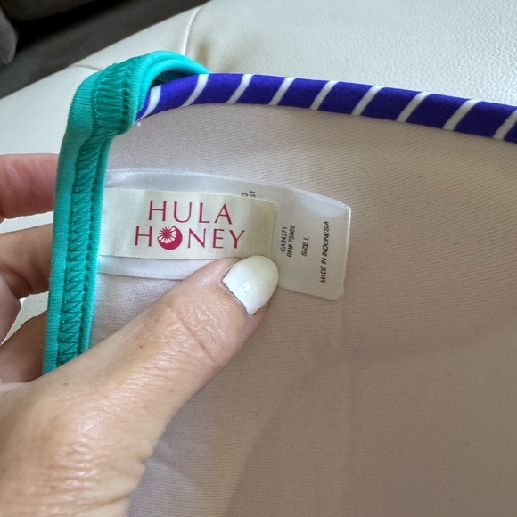 Blue and White Striped Padded Push Up Bikini Top Size Large - Picture 7 of 8